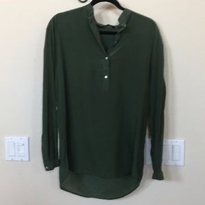 Pretty Zara 100% silk forest green blouse top
